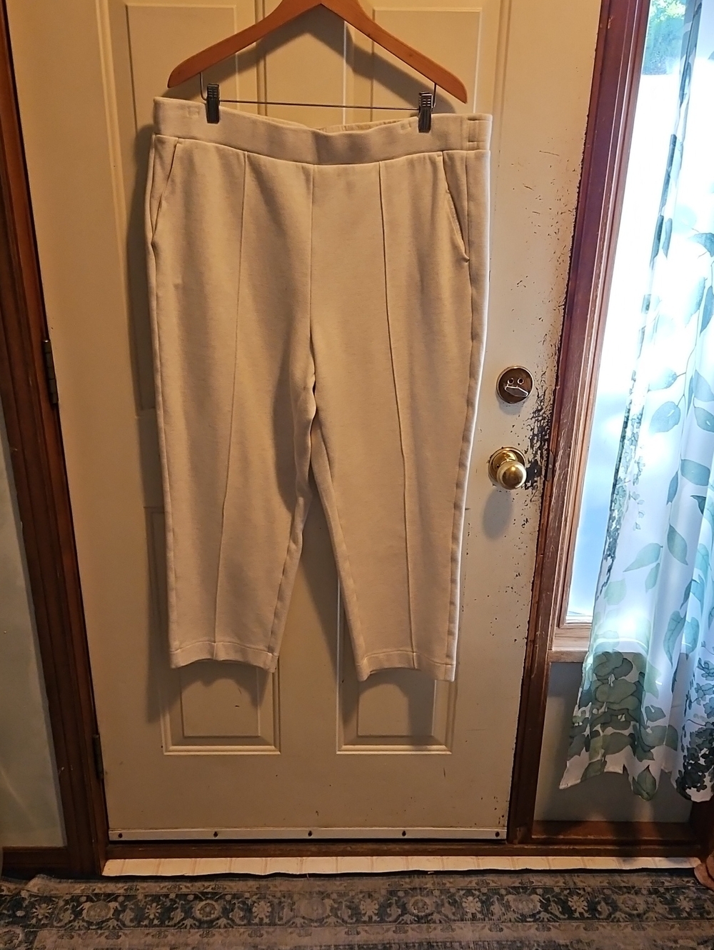 Roots Cream Elastic Waist Boot-Cut Pants